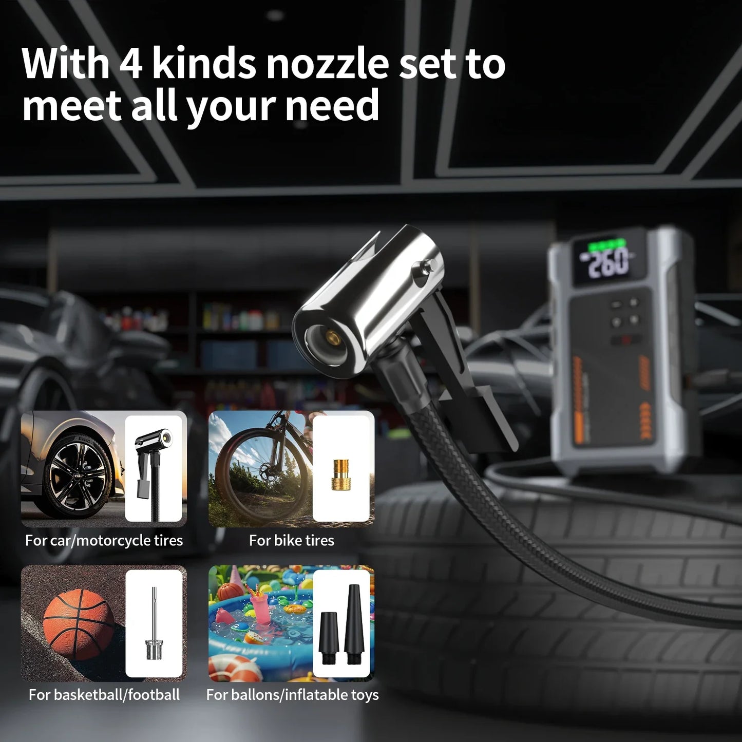 Roadspark Depot™ Portable Jump Starter with Air Compressor